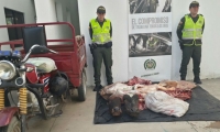 Carne decomisada por la Policía.