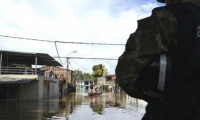 Zona afectada por la creciente del Río Cauca.