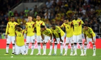 Jugadores de la Selección Colombia durante la tanda de penales ante Inglaterra.