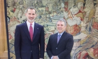 El Rey de España Felipe VI recibe al electo presidente de Colombia Iván Duque.