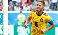 Eden Hazar celebrando el segundo gol de Bélgica.