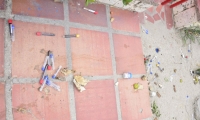 Residuos hospitalarios encontrados en el barrio El Jardín.