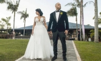 Nicky Jam y la modelo colombiana Angélica Cruz durante su boda en febrero de 2017