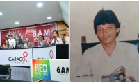 A la izquierda, la última visita del equipo de 6AM de Caracol Radio a Santa Marta. A la derecha, el periodista Agustín Iguarán en la sala de redacción de Caracol en los ochenta. 