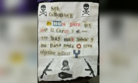 Panfleto amenzante contra la comandante Angélica Curvelo.