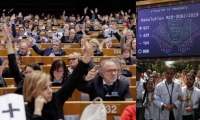 ista general de la votación celebrada en el pleno del Parlamento Europeo sobre la crisis en Venezuela, este jueves en Bruselas, Bélgica. 