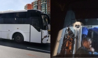 Bus en el que se transportaban los Diputados venezolanos