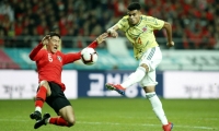 Luis Díaz en acción con la Selección Colombia. 