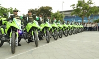 Motocicletas entregadas por la Alcaldía a la Policía.