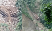 Alud derribó puente en construcción en la Vía Bogotá-Villavicencio.