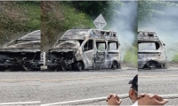 El incendio de la ambulancia ocurrió el pasado 22 de julio en el kilómetro ocho, sobre la vía Plato - Nueva Granada.