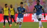 James Rodríguez en acción de partido.