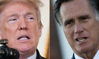 El mandatario estadounidense, Donald Trump, y el excandidato presidencial y senador Mitt Romney.