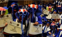 Las marimondas universitarias durante la ceremonia.