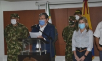 Ministro Carlos Holmes Trujillo durante la rueda de prensa tras Consejo de Seguridad.