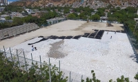 Así lucen las obras en la cancha de Gaira.