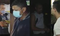 Los cuatro uniformados detenidos.