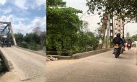 Un puente de un solo carril para carros y peatones en la entrada de Fundación que comunica con Aracataca.