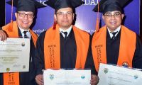 Los graduados son el ingeniero pesquero Javier Ovalle Martínez, profesional de la AUNAP Regional Barrancabermeja, Cesar Bonilla Castillo, investigador del Instituto Amazónico de Investigaciones Científicas SINCHI y Lácides Aragón Meza, funcionario de la AUNAP, seccional Ibagué.