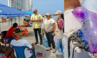El EPA en Cartagena adelantó pedagogía sobre la 'fragata portuguesa' en las playas.
