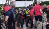 Pelea entre jugadores del América y Policías.