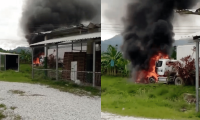 Carro transportador se incendió en finca bananera