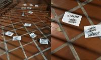 Volantes lanzados en la casa del rector Gonzalo Quiroz