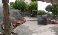 Quema de llantas en la avenida del Ferrocarril