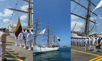 Por los 500 años, el ARC Gloria hizo su primer zarpe internacional desde Santa Marta