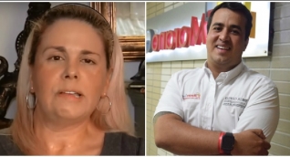 María del Pilar Espinoza (izq) señala a su propio hijo, Jorge Camilo Gnecco (der), de querer asesinarla. 