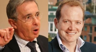 Álvaro Uribe y Daniel Samper. Fotomontaje.  