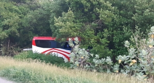 Bus Brasilia que perdió el control en el km 17 vía Barranquilla.