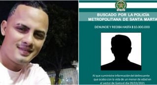 Foto de Néucar Ruiz y el cartel de recompensa. seguimiento.co