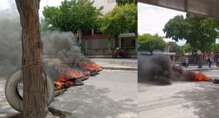Quema de llantas en la avenida del Ferrocarril