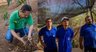 Conductores del Setp en actividad de siembra de árboles. 