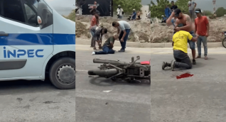 Accidente entre carro del Inpec y motociclistas en la vía Ciénaga-Santa Marta deja dos heridos