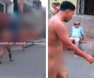 Presuntos ladrones, caminando desnudos