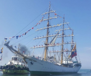 Llegada del Buque Gloria al Puerto de Santa Marta.