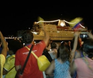 El busque Logos Hopes, en su llegada a Santa Marta.