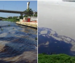 Manchas negras en el río Magdalena por derrame de hidrocarburos