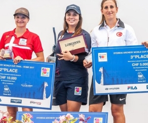 Sara López, campeona en Roma de tiro con arco. La danesa Tanja Jensen fue tercera y la turca Yesim Bostan. 