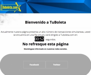 Este es el mensaje que aparece en la página de Tuboleta.com. 
