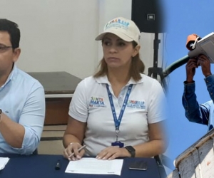 Rafael Martínez, alcalde de Santa Marta, en la conferencia de prensa donde anunció que le entregaría el alumbrado público a Essmar.