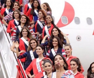 Las candidatas llegaron en el vuelo real de Avianca. 