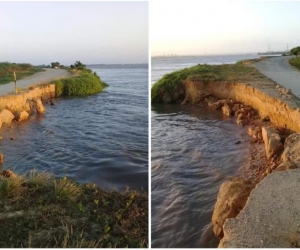 La fuerza del río Magdalena está a punto de romper el tramo que conecta al corregimiento de Palermo con el municipio de Sitionuevo.