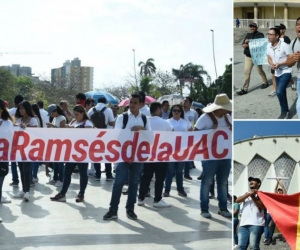 Protesta en la Plaza de La Paz en Barranquilla.