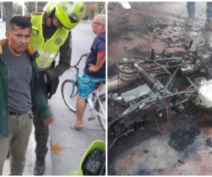 El hombre estuvo a punto de ser linchado; la moto fue incinerada.