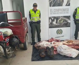 Carne decomisada por la Policía.