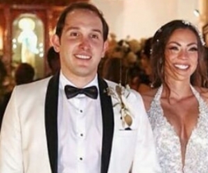  Los novios Juan Pablo Silva y la exseñorita Colombia Eileen Roca.