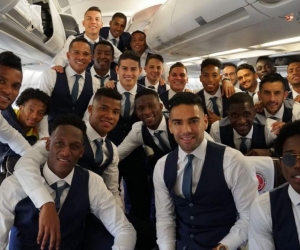 Jugadores de la Selección Colombia, en el avión rumbo a Rusia. 